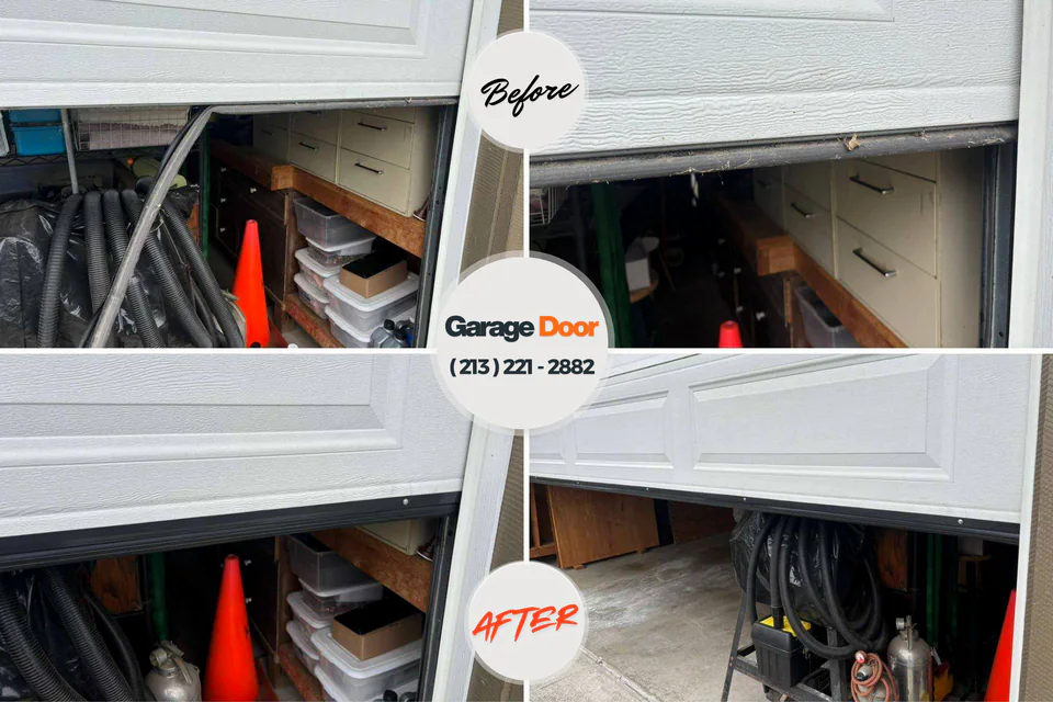 Before and after: garage door repair Ashley, IN